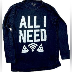 The Children’s Place Graphic long sleeve Tee pizza and WiFi size large 10 / 12